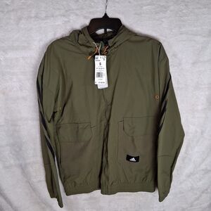 Adidas Wind Braker Olive‎ Green Mens S Track Tops Nwt Hooded